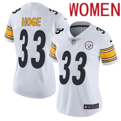 Women Pittsburgh Steelers #33 Merril Hoge Nike White Vapor Limited NFL Jersey->women nfl jersey->Women Jersey